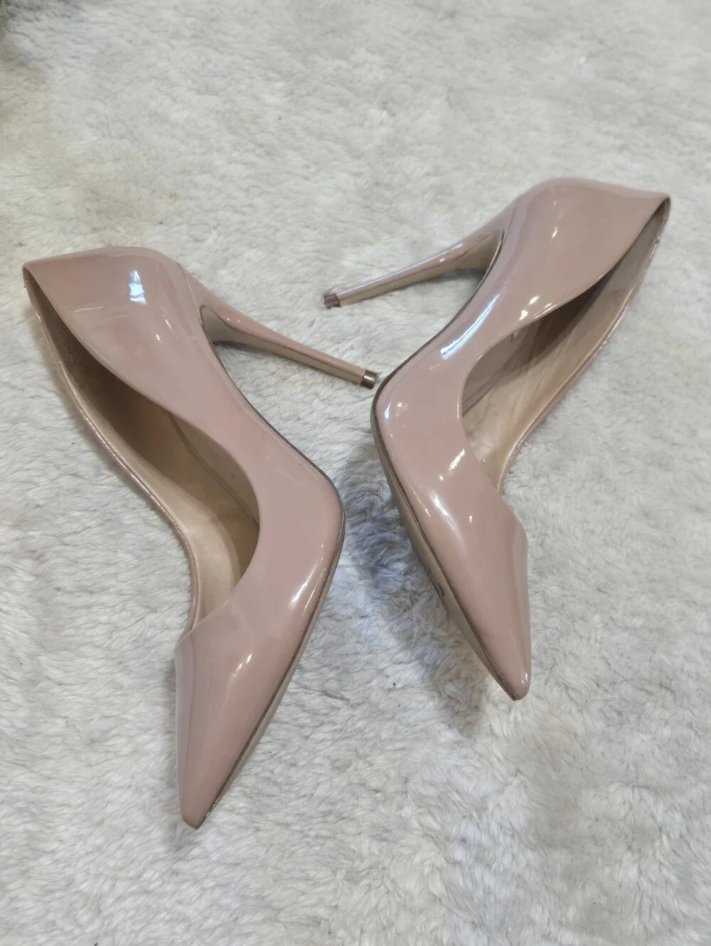 Steve Madden Daisie Nude Patent Pointed Toe Stiletto Neutral Office Pumps, 8